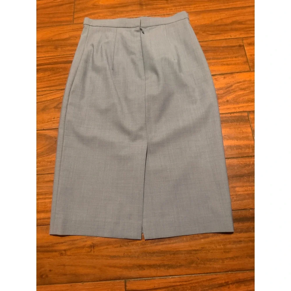 Theory Hemdall B Continuous Blue Grey Wool Blend Pencil Skirt Size 4
